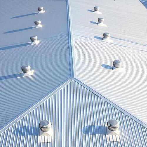 aerial view of a commercial metal roof