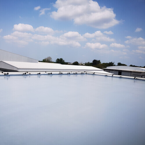 white flat reflective roof
