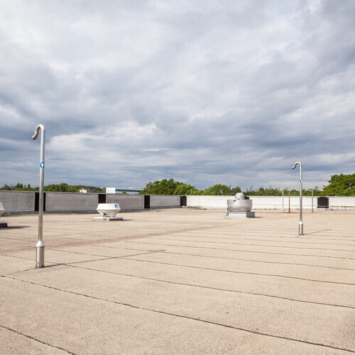 aerial view of a flat roofing system