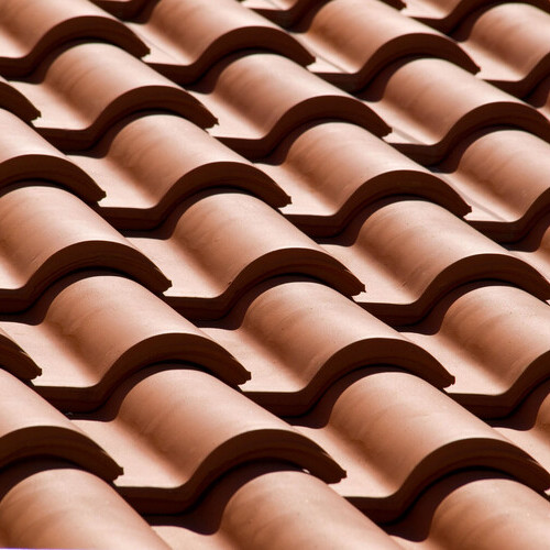 closeup of spanish tile roofing